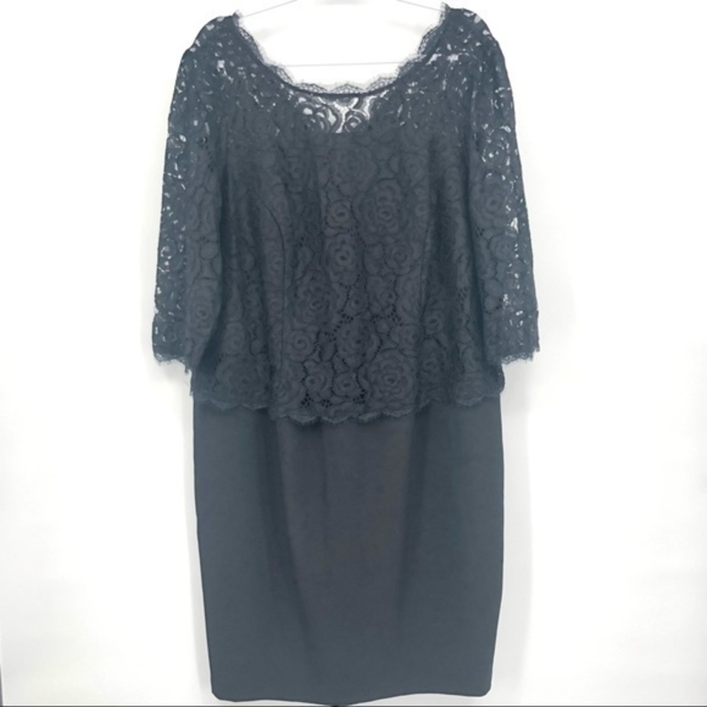 ADRIANNA PAPELL Women’s Size 18W Black Dress with Lace Bodice